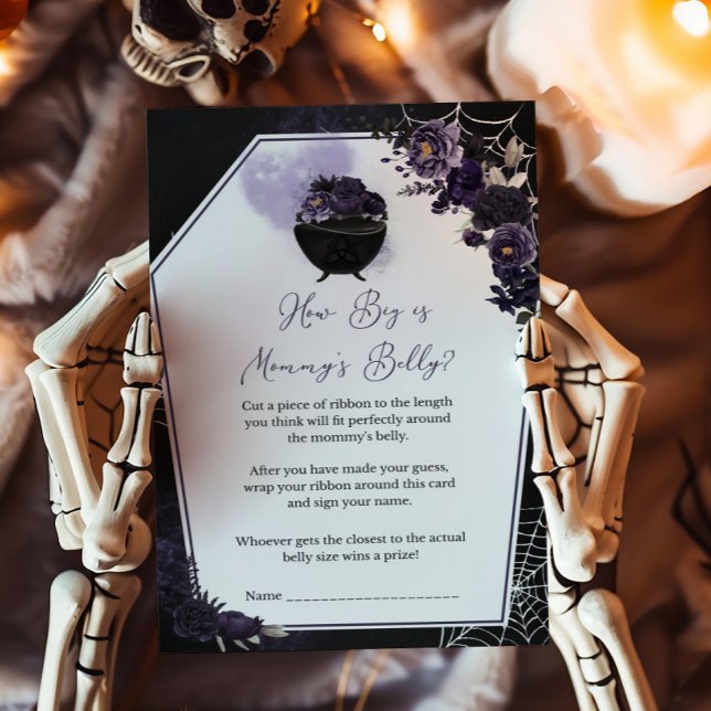 Purple Gothic Floral How Big is Mommys Belly Game (Floral Gothic Invitation How Big is Mommys Belly Game)