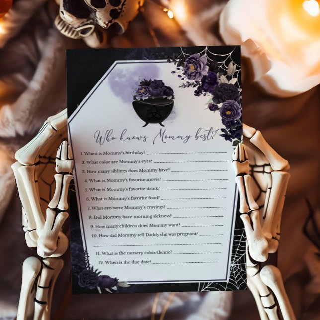 Purple Gothic Floral Who knows Mummy Best Game (Floral Gothic Baby Shower Invitation Who knows Mommy Best Game)
