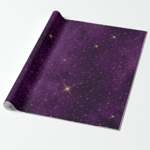 Purple Gothic Gold Star Wrapping Paper