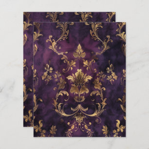 Purple Gothic Grunge Floral Scrapbook Paper 