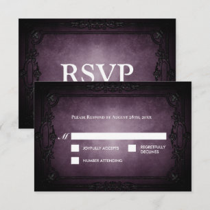 Purple Gothic Halloween Alternative Wedding RSVP Card