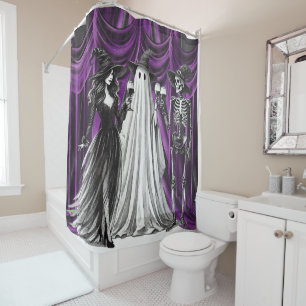 Purple Gothic Halloween Party Shower Curtain