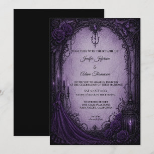 Purple Gothic Halloween Wedding Invitation