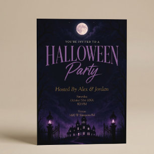 Purple Gothic Haunted Mansion Halloween Party Invitation