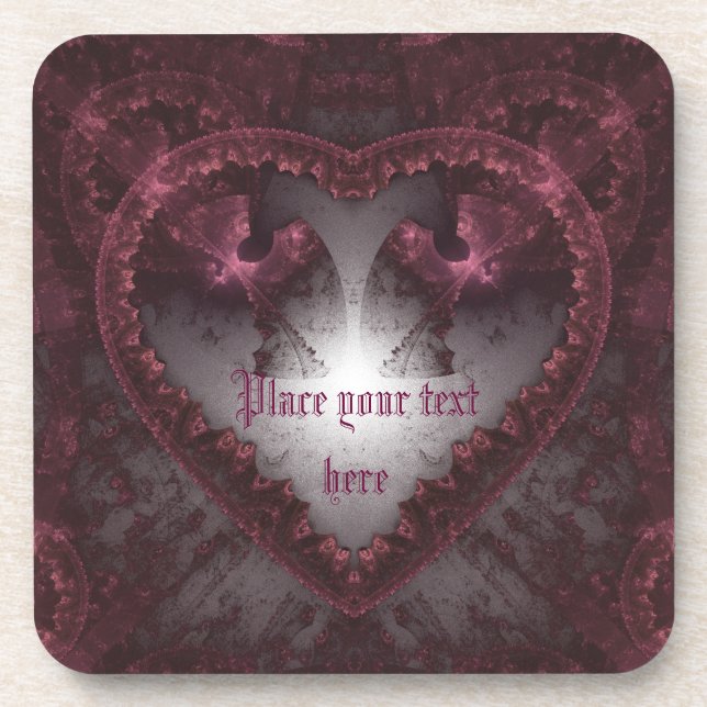 Purple Gothic Heart 001 Coaster (Front)