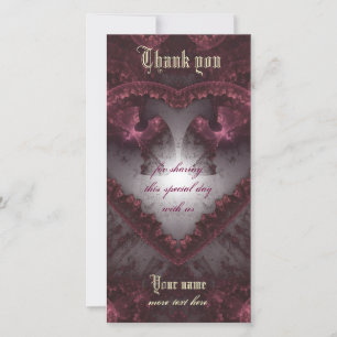 Purple Gothic Heart 001 Thank You Card
