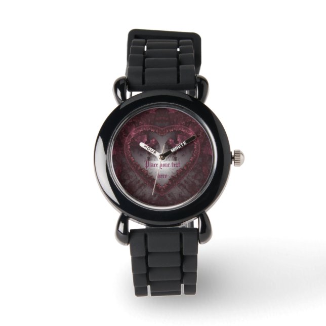 Purple Gothic Heart 001 Watch (Front)