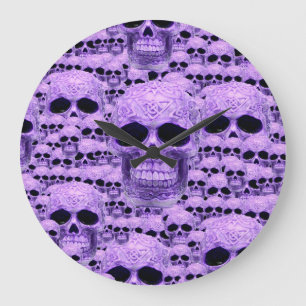 Purple Gothic skull Large Clock