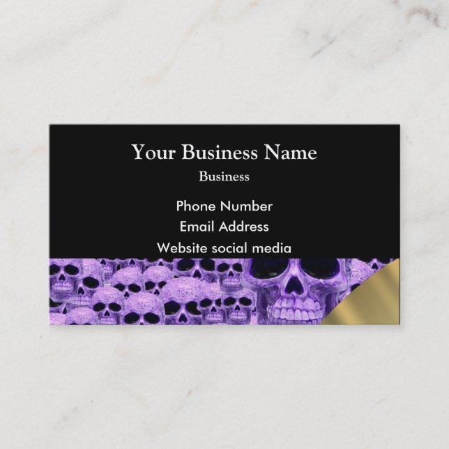 Purple gothic skull  pattern business card (Front)