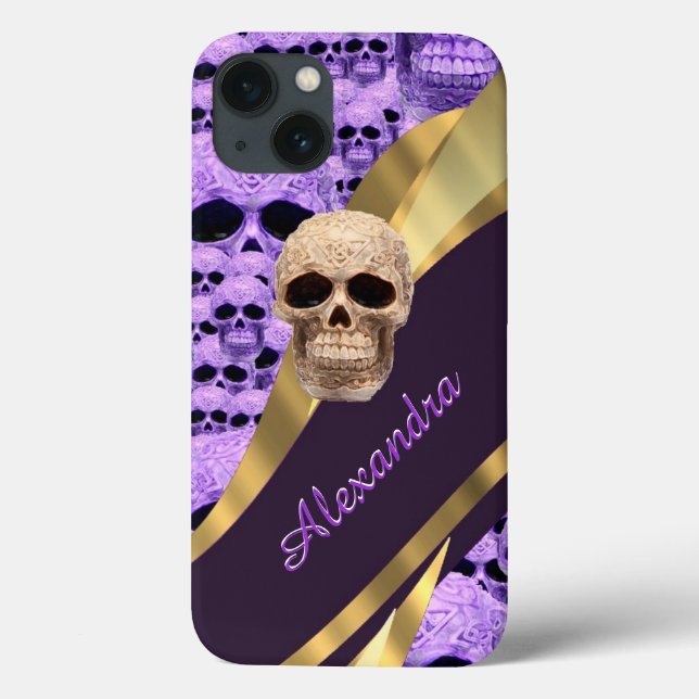 Purple gothic skull personalised Case-Mate iPhone case (Back)