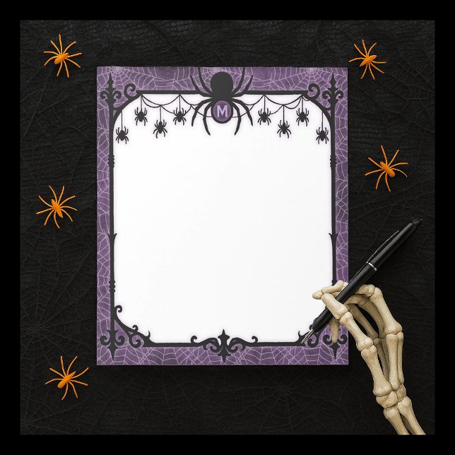 Purple Gothic Spiderweb with Hanging Spiders Notepad (Creator Uploaded)