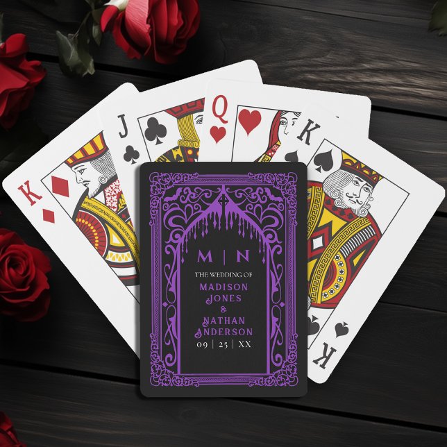 Purple Gothic Vampire Cathedral Wedding Favour Playing Cards (Creator Uploaded)