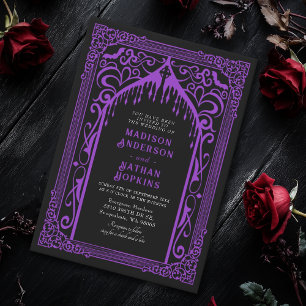 Purple Gothic Vampire Cathedral Wedding Invitation