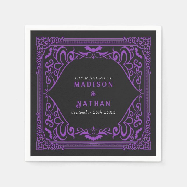 Purple Gothic Vampire Cathedral Wedding  Napkin (Front)
