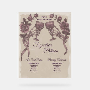 Purple Gothic Wedding Signature Drink Acrylic Sign