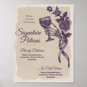 Purple Gothic Wedding Signature Drink Poster