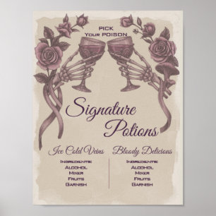 Purple Gothic Wedding Signature Drink Poster