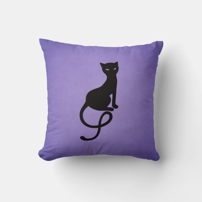 Purple Gracious Evil Black Cat Cushion (Front)