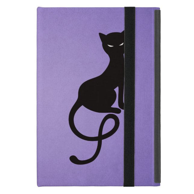 Purple Gracious Evil Black Cat Folio iPad Mini Case (Front Closed)