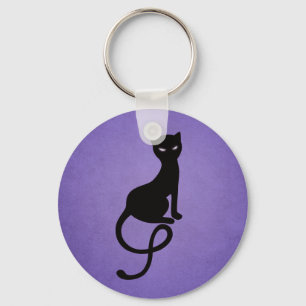 Purple Gracious Evil Black Cat Key Ring