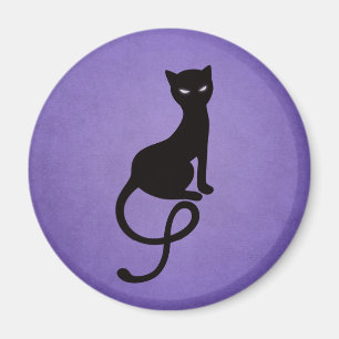 Purple Gracious Evil Black Cat Magnet