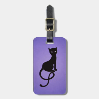 Purple Gracious Evil Black Cat Personalised Luggage Tag