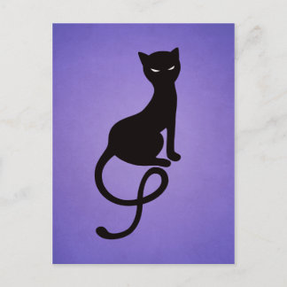 Purple Gracious Evil Black Cat Postcard