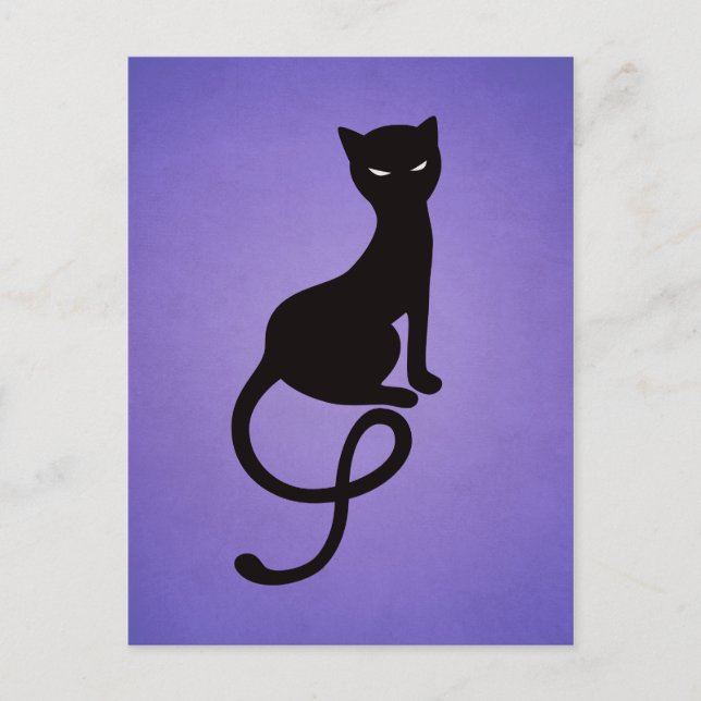 Purple Gracious Evil Black Cat Postcard (Front)