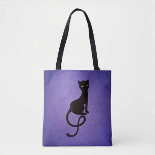 Purple Gracious Evil Black Cat Tote Bag