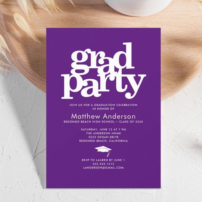Purple grad party modern bold typography simple invitation (Creator Uploaded)