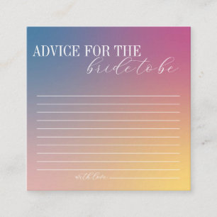Purple Gradient Advice for Bride Bridal Shower  Enclosure Card