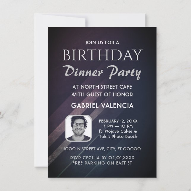 Purple Gradient Birthday Dinner Party Invitation (Front)