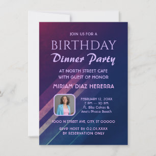 Purple Gradient Birthday Dinner Party Invitation