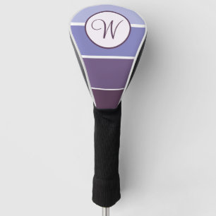 Purple Gradient Block Modern Monogram Golf Head Cover