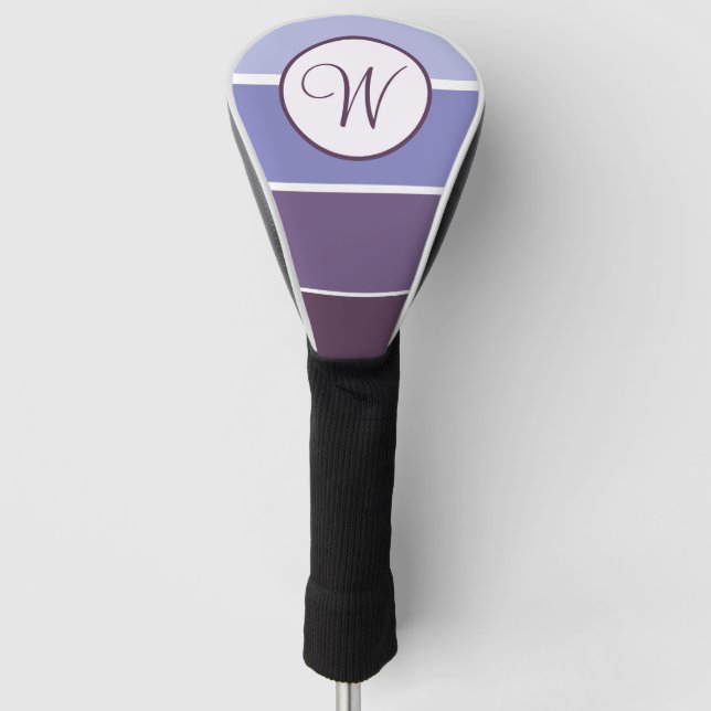 Purple Gradient Block Modern Monogram Golf Head Cover (Front)