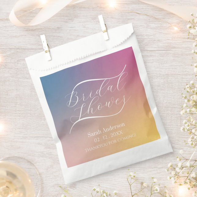 Purple Gradient Classy Handwriting Bridal Shower Favour Bags (Clipped)