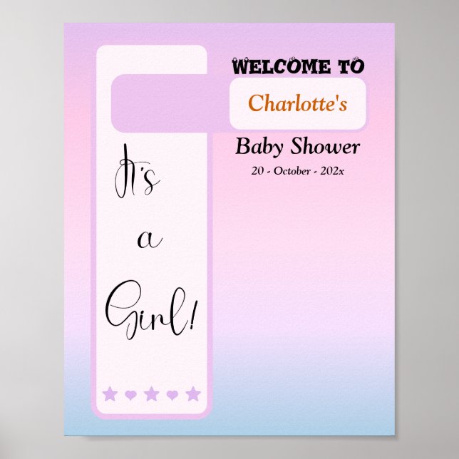 Purple Gradient Cute Eyeball Baby Shower Welcome Poster (Front)