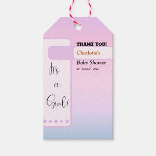 Purple Gradient Cute Eyeball Text Baby Shower Gift Tags