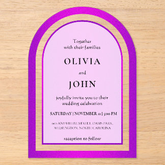 Purple gradient elegant wedding acrylic invitations