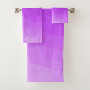 Purple gradient geometric mesh bright pattern bath towel set