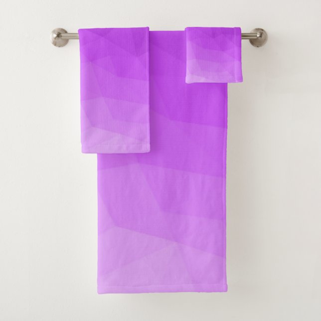 Purple gradient geometric mesh bright pattern bath towel set (Insitu)