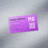 Purple gradient geometric mesh pattern QR code