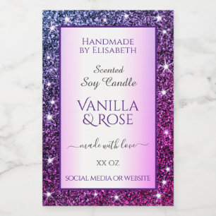 Purple Gradient Glitter Product Labels Beauty &