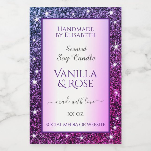 Purple Gradient Glitter Product Labels Beauty & (Single Label)