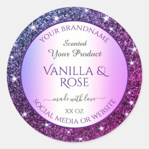 Purple Gradient Glitter Product Packaging Labels