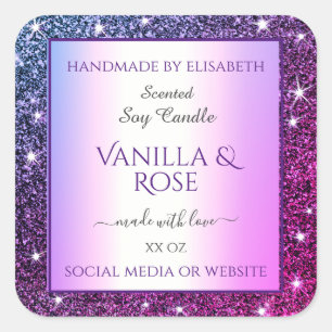 Purple Gradient Glitter Product Packaging Labels