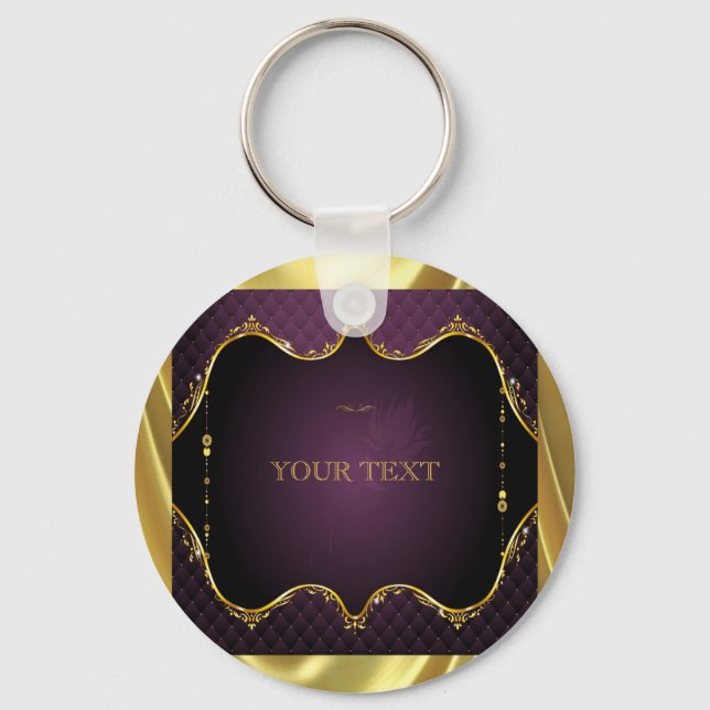 Purple Gradient + Gold Frame Accent Key Ring (Front)