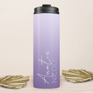 Purple Gradient Handwriting Personalised Auntie Thermal Tumbler