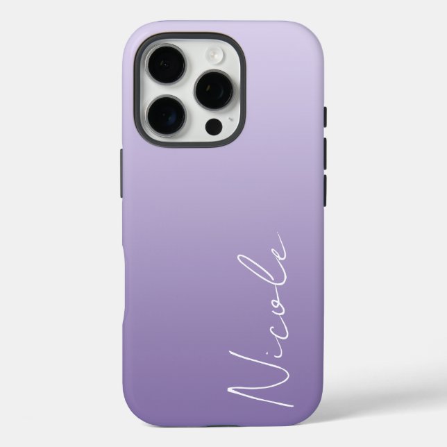 Purple Gradient Handwriting Script Personalised Case-Mate iPhone Case (Back)