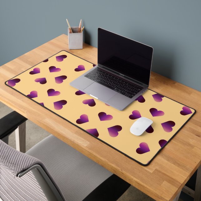 Purple gradient hearts pattern pink desk mat (Office 2)